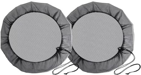 Pack of 2 Rain Barrel Covers, 60cm Adjustable Weather-Resistant Net, Mosquito and Leaf Protection, Easy-to-Install Protective Net for Water Tanks, Suitable for Various Buckets