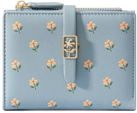 GOIACII Geldbörse Damen Klein Florale Mini Kurzer Portemonnaie für Frauen mit RFID-Schutz, Kompakte Brieftasche mit Reißverschluss Münze