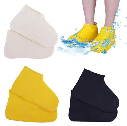 Vordpe 3 pares de fundas impermeables para zapatos, reutilizables, cubiertas de lluvia, zapatos de protección contra la lluvia, zapatos de goma, fundas para zapatos para niños, hombres y mujeres