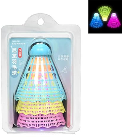 Lembeauty LED Federbälle Badminton | 3 Pack Federbälle Badminton Federbälle Beleuchtung | Federbälle Badminton Leuchten Im Dunkeln | Stabile & Langlebig Badminton Set Für Indoor Outdoor Sport