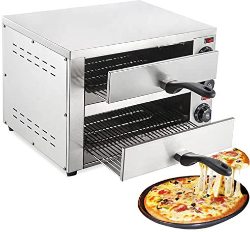Fitlin Electric Pizza Oven Countertop, 16 Inch Electric Double Bread Maker Pizza Maker with Timer Independent Temperature Adjustment, Stainless Steel Multipurpose Snack Toaster Oven