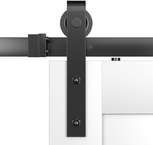 SANKEYTEW Juego completo de puertas correderas de 122 cm, puerta corredera de madera, puerta de granero, montaje para puerta corredera para una sola puerta de madera, riel de montaje para puerta