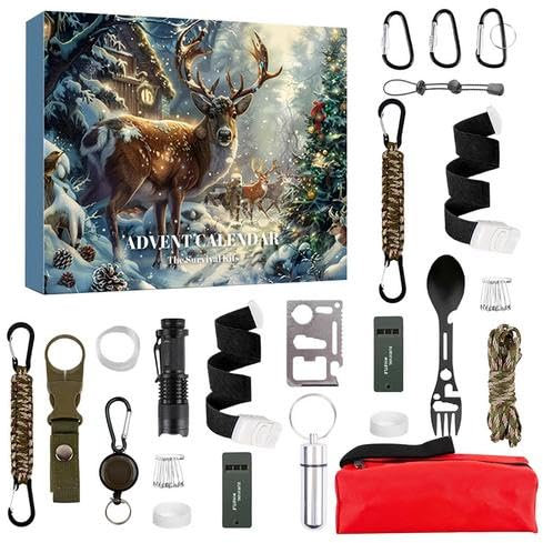 Survival Kit Adventskalender 2024 - Adventskalender Survival Kit,24-Tage-Countdown-Kalender - Weihnachts-Countdown-Kalender-Tools, Adventskalender Für Außenbereich