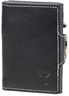 Hörner Luxor Geldbeutel Herren Schwarz I Echtes Leder I Hochwertige Geldbörse I Slim Wallet for Men I Portemonnaie I Wallet I Brieftasche I Karten Portemonnaie Herren