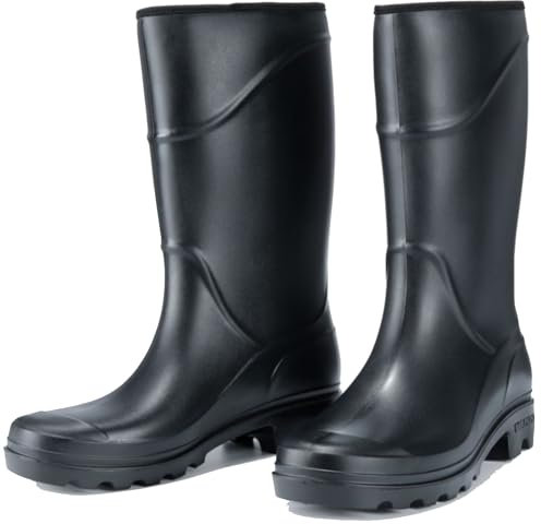 Donbest Stivali di Gomma Uomo Stivali da Antipioggia Wellington Rain Boots Scarpe Da Giardino Impermeabili Antiscivolo,Black2,EU42