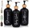FCINNOVA® Dispensador Jabon Baño 500ml Negro | Set de 3 Botes para Gel y Champu + Acondicionador + Embudo para Rellenado | Este Dosificador Jabon Baño es Elegante y realzara la Belleza de su Hogar.