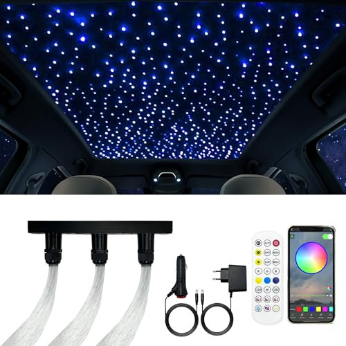 Twinkle Sternenhimmel Glasfaser Licht für Auto/Zuhause,Star Deckenleuchten Kit mit APP/Fernbedienung/Musikmodus,RGBW Lichtmaschine and 300pcs*0.75mm*3m Glasfaserkabel