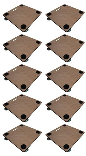 PROREGAL Profi Transportroller Hercules 50x50 cm Schwerlast bis 150 kg mit 4 Gummirollen & Griff, Sperrholzplatte, 10er Set Rollbrett für Möbel Möbelroller Transporthilfe für Umzug Pflanzen Werkstatt