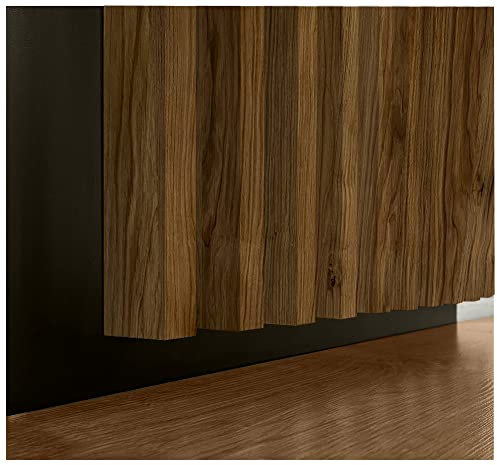 EmsCraft24 Akustikpaneele 1,904m² - 275cm x 68cm x 3.8cm - | Akustikpaneel | Lamellenverkleidung | Wandverkleidung | Akustikfilz | Wandpaneele auf filz (Eiche Catania)