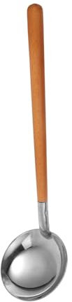 FUNOMOCYA Suppenlöffel Aus Edelstahl Kochkelle Mit Holzgriff Schöpflöffel Zum Servieren Robust Für Heißes Für Küche Und Zuhause
