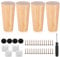 4 Pcs Wooden Furniture Legs, 3.94/10cm Solid Wood Legs for Furniture Feet, Wooden Cabinet Chair Table Leg Replacement for Dresser Bed Stool Sofa Leg, with Non-Silp Pad,Screws,Plates,Screwdriver