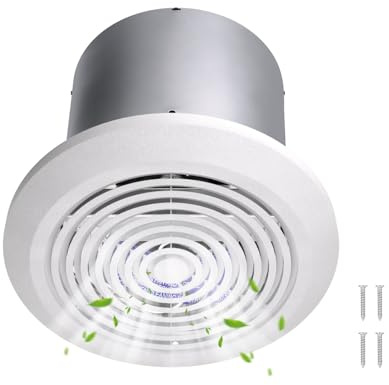 HTONG Innovation V2262-50 Bathroom Extractor Fan, 7 Inch, Ceiling Extractor Fan 50 CFM for 8 Inch Opening, Quiet and Effective Ventilation for Bathroom, Kitchen, Laundry Room