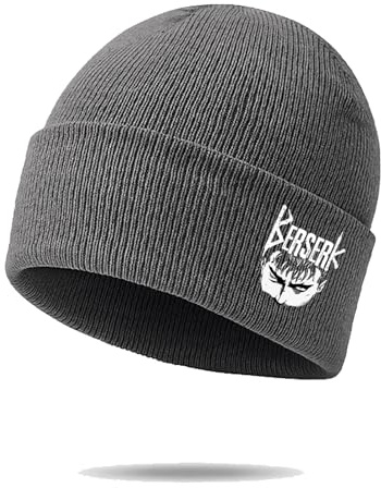 Aienviaoe Be-rserk Beanie Hat Men, Printed Warm Roll up Edge Hats, Cosy Fashion Skullcap Gifts for Men Funny and Unusual, Hat(Grey)