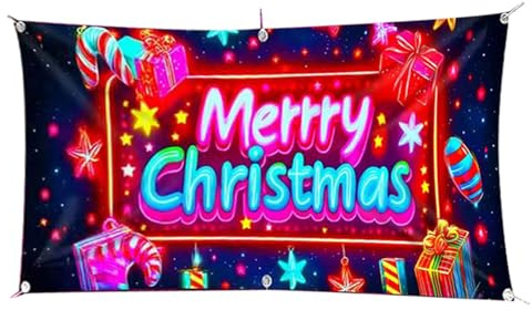 Fundas de puerta de garaje de Navidad para decoración de fondo con luz LED | Decoraciones de Navidad para puerta de garaje – para exterior, hogar, invierno, estilo granja, porche, fiesta de año nuevo