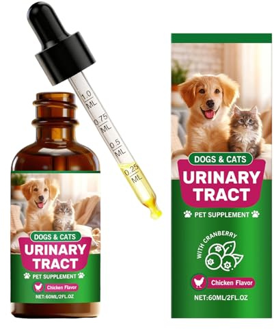 Woalopted Katzen Harnweg Nahrungsergänzungsmittel, 60ML Unterstützungs Tropfen, Aromatisierte Nahrungsergänzungsmittel Für Hunde, Für Welpe Kätzchen Klein Mittel Groß Rasse Zuhause Reisen Essen Futter