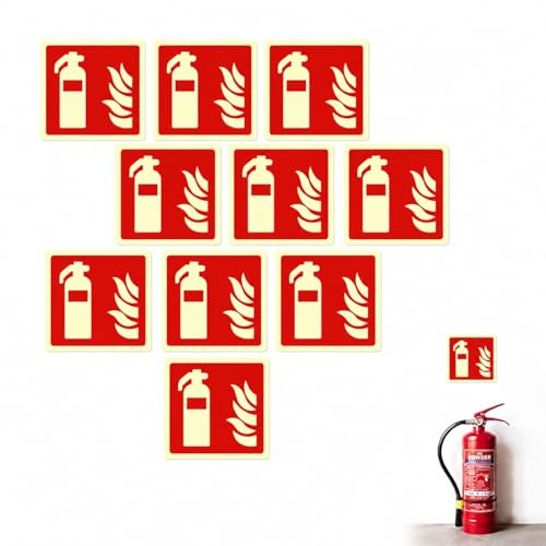 Cartello Estintore Adesivo, 10 Pezzi, Dimensione 10x10 cm, Facile Installazione, Materiale PVC Resistente, Alta Visibilità, Adatto per Interni e Esterni, Sicurezza Incendio per Case e Uffici