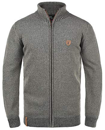 Indicode IDAndy Herren Strickjacke Cardigan Grobstrick Pullover mit Stehkragen Reißverschluss Baumwollmischung Regular fit, Größe:3XL, Farbe:Grey Mix (914)