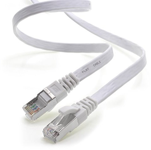 Cavo di rete piatto Cat.7 Gigabit Ethernet Lan (RJ45), 10Gbit/s, compatibile con Cat.5 –Cat.5e – Cat.6 Bianco - 1 pezzo 1 m
