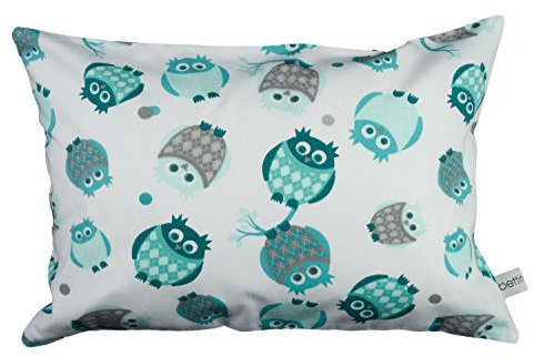 bettina bruder - Kleines Kuschelkissen Eule weiß grau petrol - 30 cm x 20 cm