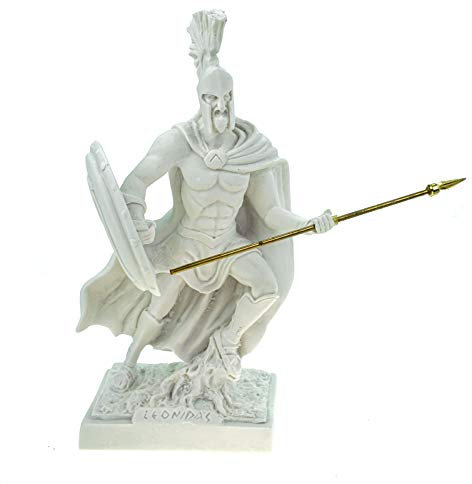 Kremers Schatzkiste Alabaster Leonidas mit Helm und Schild König von Sparta Figur Skulptur 22 cm weiß