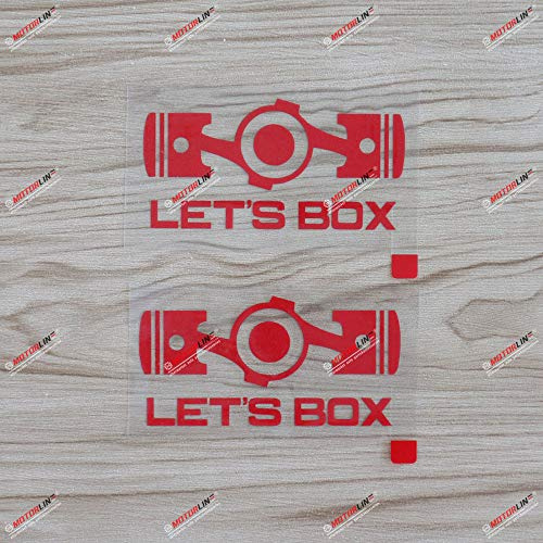 (2) 10,2 cm „Let’s Box“ Boxermotor Flat-4 Autoaufkleber Sticker, Rot, Vinyl, passend für Subaru WRX, STI usw.