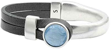 QOSS Armband GWEN vintage schwarz Stein himmelblau Größe M