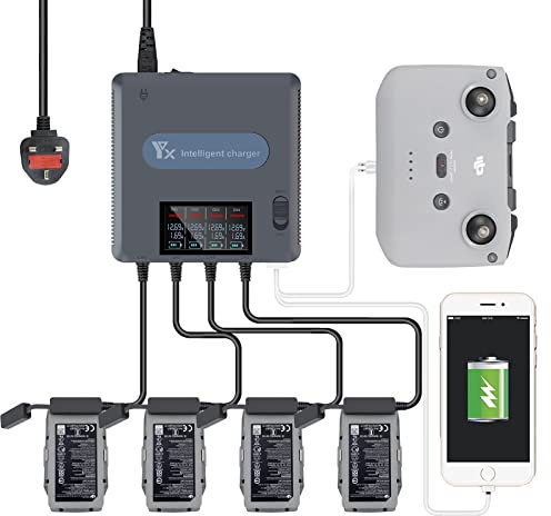 Yangers Multi Charger for DJI Mavic Air 2 / 2S Drone (Not for Mavic Air), Parallel Simultaneous Charging Hub Rapid Balance Dock Station for Flight Batteries Controller Phone/Tablet