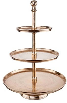 BUTLERS Etagere 3-stufig rund abnehmbare Dekoteller Aluminium | Serviergestell 3 Etagen | Servierständer für Brot, Obst, Kuchen, Muffins | Etagenständer für Tisch- & Party Deko