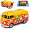 Motormax Volkwagen T1 Flower Power Gelb Rot Love and Peace Blumen 1950-1967 1/24 Modell Auto mit individiuellem Wunschkennzeichen