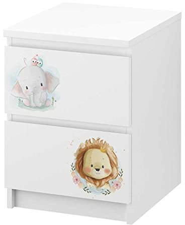 MyMaxxi - Klebefolie Möbel passend für IKEA Malm Kommode - Motiv Tiere Kinder - Möbelfolie selbstklebend - Dekofolie Tattoo Aufkleber Folie für Wohnzimmer und Kinderzimmer, malm_Groesse:2 Schubladen