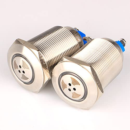 Gebildet 2pcs 230V AC 22mm Edelstahl Roter LED-Blitzalarm 70-90dB Kontrollleuchte Mit Lampensummer, Für elektrische Schalttafel, DIY-Projekt