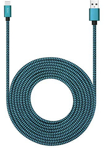 ROFICORD USB Typ C Kabel, 4,6m, mit 3A Schnellladung, Ultra langes und extrem haltbares Nylon geflochtenes USB C Ladekabel für Galaxy S10/S9/S8/Google Pixel/LG/OnePlus/Moto und mehr (Blau)