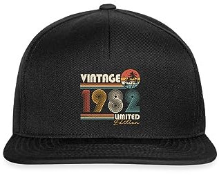 Spreadshirt 1982 40. Geburtstag Vintage Snapback Cap, One Size, Schwarz/Schwarz