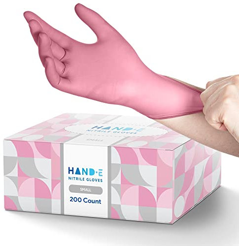 Disposable Pink Nitrile Gloves Small, 200 Pack -Powder and Latex Free Gloves