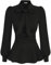 GRACE KARIN Women Victorian Stand Collar Ruffled Blouses Vintage Corset Long Sleeve Shirt Black Tops Black L