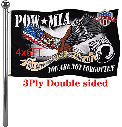 Jayus Eagle Pow Mia Flagge, doppelseitig, 10,2 x 15,2 cm, lebendige Farben, Polyester, 220D, 3-lagige Pow-Flaggen-Banner - You Are Not Forgotten Prisoner of War Mia Flagge mit 2 Ösen