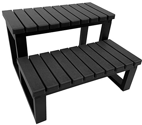 Acyed Whirlpool-Stufen, universal, Aluminium, Whirlpool-Treppe für drinnen und draußen, passend für jede Whirlpool-Form und Größe, strapazierfähig, kratzfest, Grau