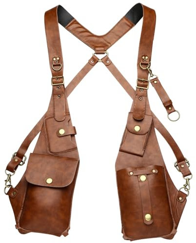 Freebily PU-Leder Versteckte Unterarm Schultertasche Gothic Punk Schulter Holster Anti-Theft Sicherheit Brieftasche Umhängetasche für Outdoor Reisen Gelbbraun Einheitsgröße