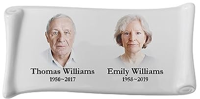 Nateva Porcelain Placa conmemorativa de porcelana cerámica con diseño de papiro para lápida - Foto cerámica conmemorativa (17 cm x 34 cm)