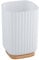 WENKO Rotello toothbrush mug, mouthwash tumbler made of plastic and base made of bamboo, storage option for toothbrushes with easy-grip grooved structure, Ø 8.6 x 11.1 cm, white/natural