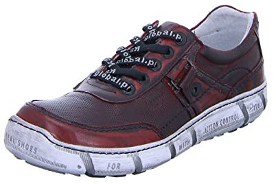 Kacper Herren Schnürschuh aus Leder in Rot / Schwarz mit trendigen Schnürsenkeln und Wechselfußbett. Rot Gr. 42