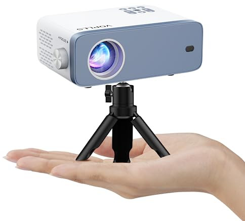 Mini Projecteur Video avec Trépied, VOPLLS 12000L Videoprojecteur Portable 1080P Full HD Supportée, Mini Retroprojecteur Portatif avec Zoom 50%, Compatible avec HDMI, USB, AV, Smartphone/PC/TV Stick