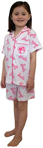 Barbie Girls Pyjamas Short Button Down Pjs Set, Ages 3 to 10 Years, Official Merchandise (as8, age, 3_years, 4_years, regular) Pink