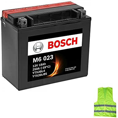 Kompatibel mit Harley Davidson FLSTF Fat Boy 1340 ab Baujahr 1991 bis 1999 Motorradbatterie 12V Akku Bosch YTX20L-BS M60230 Batterien 18AH Ampere bereit für den Einsatz 175 x 87 x 155 mm