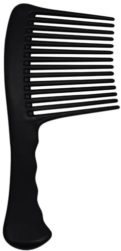 Jumbo Rake Handle Hair Styling Comb, Large Detangling Wide Tooth Afro Master for Long Curly Thick Wet Dry Hair Styles - Hairdressing Shampoo Shower Comb for Girls Women Barber Salon (Black)