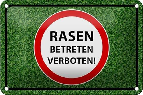 Blechschild 18 x 12 cm Warnschild: Rasen betreten verboten ! - DekoNo7