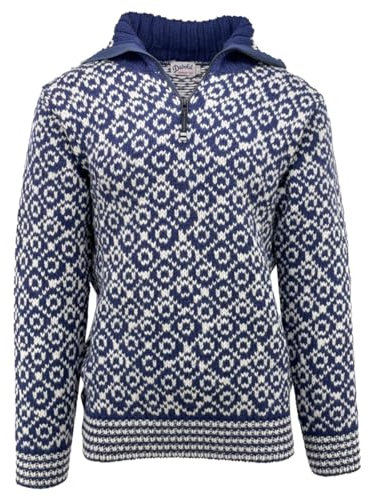 Devold Svalbard Sweater Zip-Neck, S, Night/Offwhite 287A