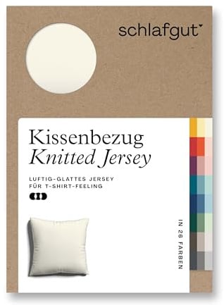 schlafgut Knitted Jersey Kissenbezug 40x40 cm Bio-Baumwolle, Yellow Light | Kopfkissenbezug, Kissenhülle, Gelb, Jersey, mit Elasthan, faltenfrei, bügelfrei, OEKO-TEX