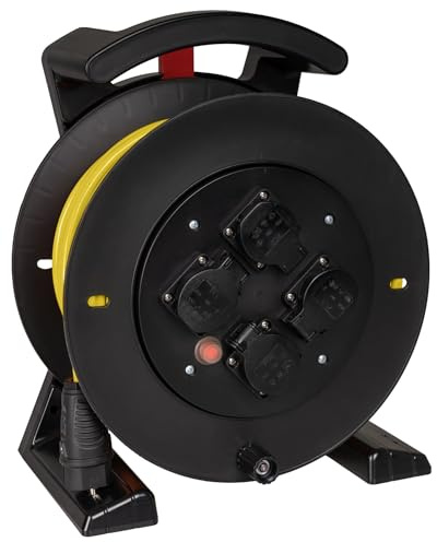Jumbo-Kabeltrommel 2.0 40m H07BQF 3G1,5 qmm gelb 4 Schutzkontakt-Steckdosen