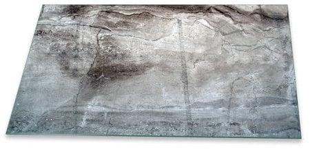 Funkenschutzplatte Glas Kaminofen Beton Grau 80 cm Kamin Platte Bodenplatte Glasplatte für Grill Unterlegplatte Glas für Feuerstelle